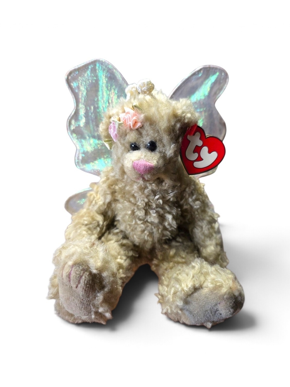 Ty Beanie Baby Fairy Bear Plush Toy - Cream with Iridescent Wings